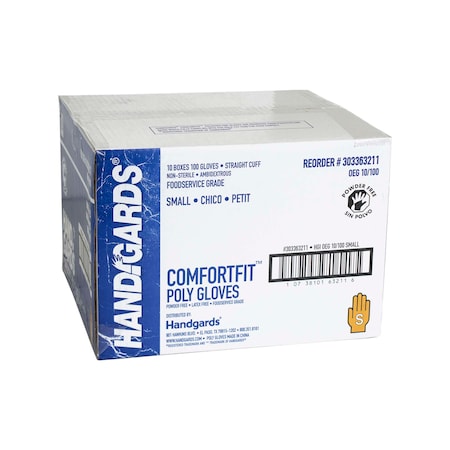 Valugards ComfortFit, Disposable Gloves, Poly, Powder-Free, S, 1000 PK 303363211